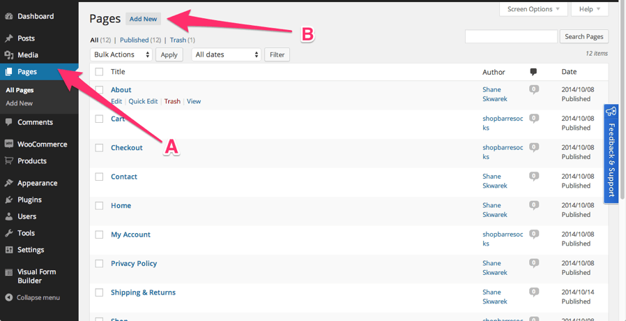 Adding a Page on WordPress